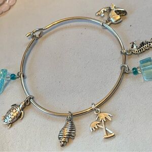Beach Glass Charm Bracelet with Sea Life Charms